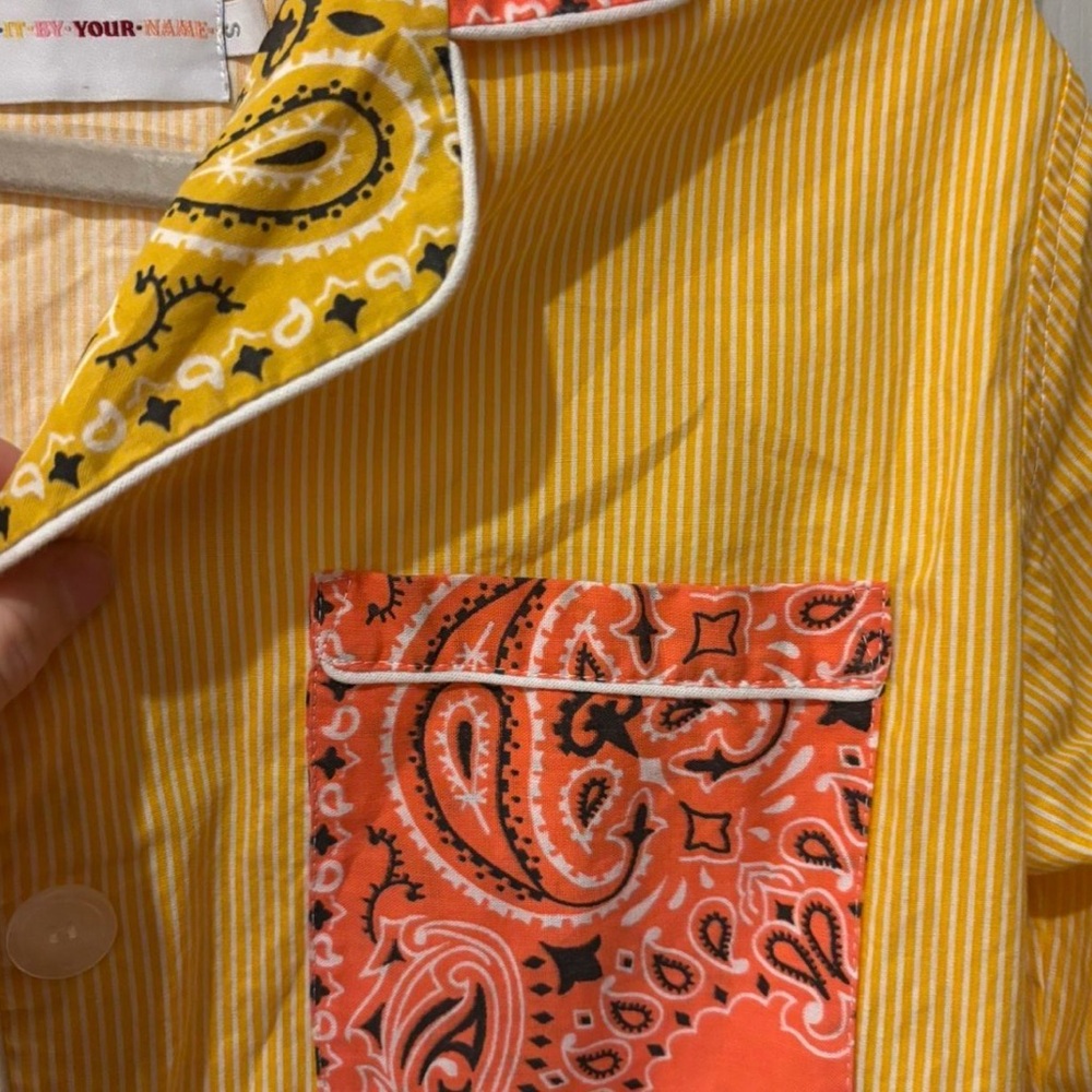 Yellow Button Down Shirt with Paisley‎ Accents - Picture 4 of 5